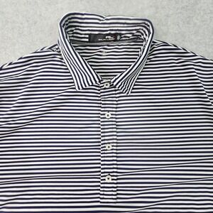 RLX Ralph Lauren Shirt Mens XL Blue  White Striped Performance Golf Polo Wicking